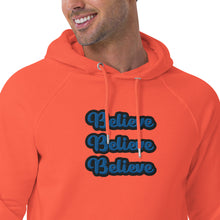 Load image into Gallery viewer, BELIEVE - Unisex eco raglan hoodie - ORANGE