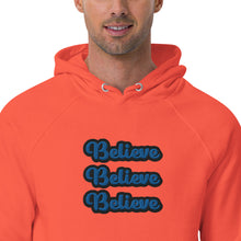 Load image into Gallery viewer, BELIEVE - Unisex eco raglan hoodie - ORANGE