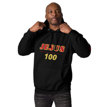 Load image into Gallery viewer, JESUS 100 Unisex Hoodie - Black - Red & Gold text