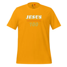 Load image into Gallery viewer, JESUS 100 - Unisex t-shirt - White & Gold text