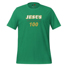 Load image into Gallery viewer, JESUS 100 - Unisex t-shirt - White & Gold text