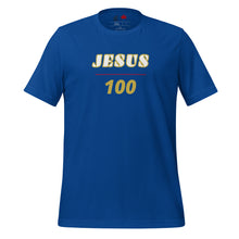 Load image into Gallery viewer, JESUS 100 - Unisex t-shirt - White & Gold text