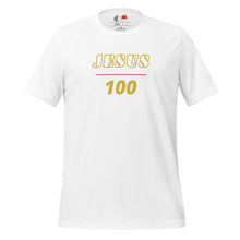 Load image into Gallery viewer, JESUS 100 - Unisex t-shirt - White & Gold text