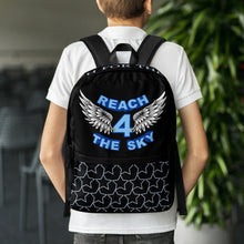 Load image into Gallery viewer, REACH FOR THE SKY - Medium Backpack - Black - Blue text