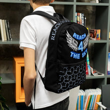 Load image into Gallery viewer, REACH FOR THE SKY - Medium Backpack - Black - Blue text