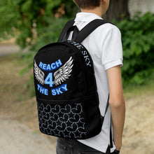 Load image into Gallery viewer, REACH FOR THE SKY - Medium Backpack - Black - Blue text