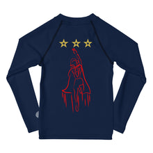 Load image into Gallery viewer, HERO - Kids Rash Guard - Navy (Girl Super Hero on back)