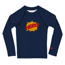 Load image into Gallery viewer, HERO - Kids Rash Guard - Navy - (Male Super Hero on back)