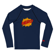 Load image into Gallery viewer, HERO - Kids Rash Guard - Navy (Girl Super Hero on back)