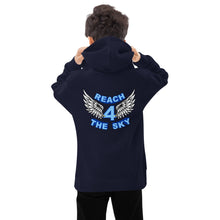 Load image into Gallery viewer, REACH FOR THE SKY - Kids fleece hoodie - Blue text