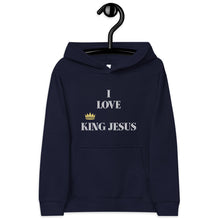 Load image into Gallery viewer, KING JESUS Kids fleece hoodie - Black / White text