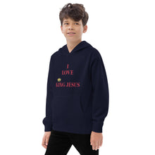 Load image into Gallery viewer, KING JESUS Kids fleece hoodie - Red Text