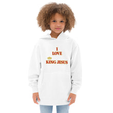 Load image into Gallery viewer, KING JESUS Kids fleece hoodie - White / Red & gold text