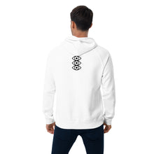 Load image into Gallery viewer, Observe - Unisex eco raglan hoodie - White, also comes in short sleeve tee