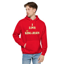 Load image into Gallery viewer, KING JESUS - Unisex fleece hoodie - Red/Gold & White Text