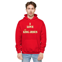Load image into Gallery viewer, KING JESUS - Unisex fleece hoodie - Red/Gold & White Text