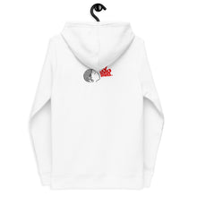 Load image into Gallery viewer, KING JESUS Women's eco fitted hoodie - White / Red Text