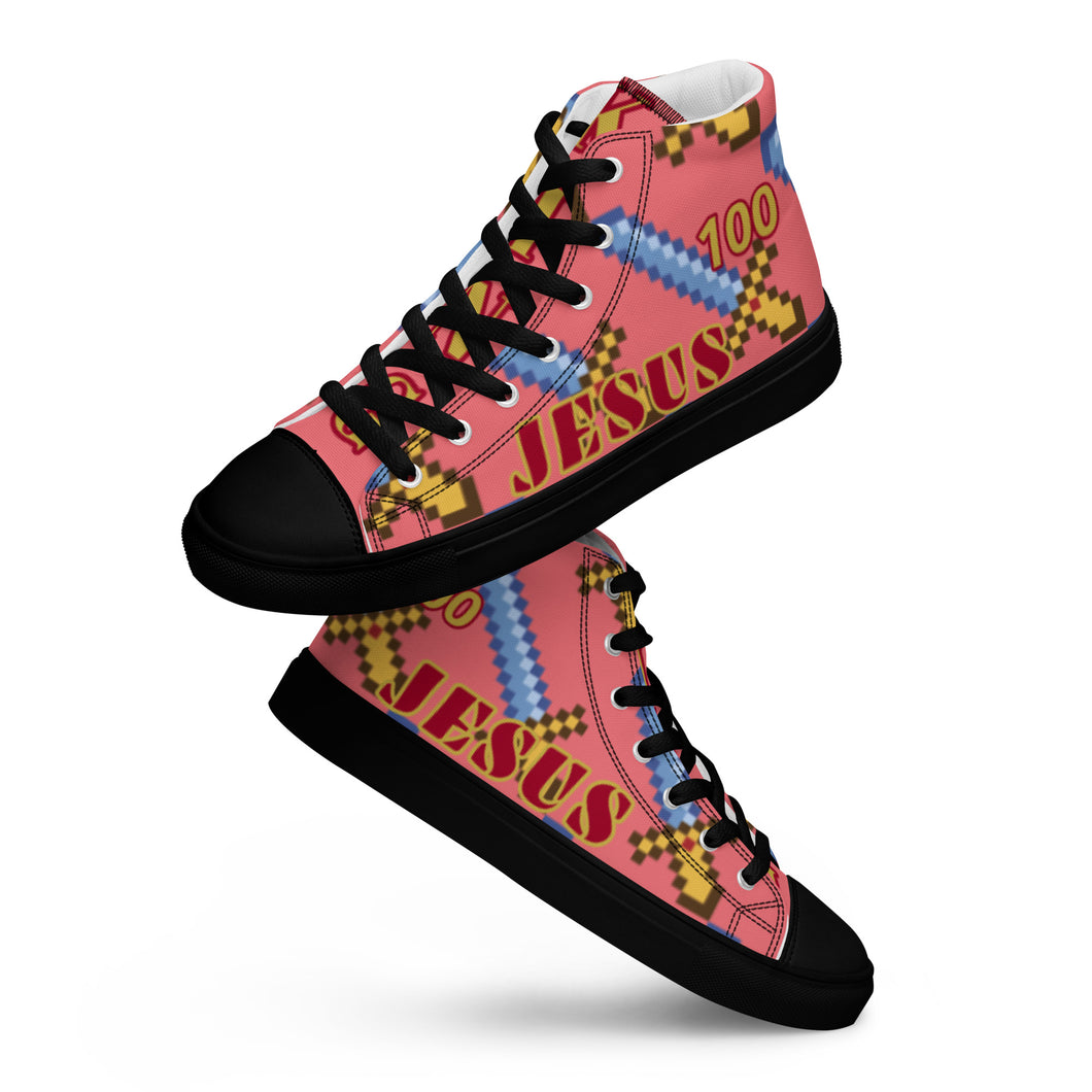 JESUS 100 - Men’s high top canvas shoes - Pink