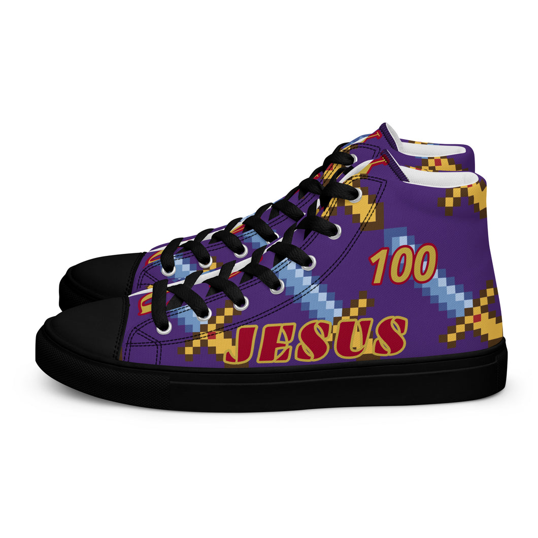 JESUS 100 - Women’s high top canvas shoes - Indigo