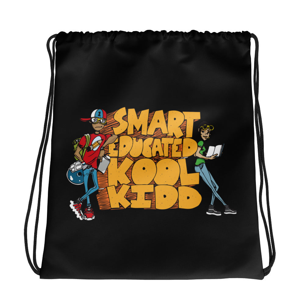 Smart Educated Kool Drawstring bag -Black