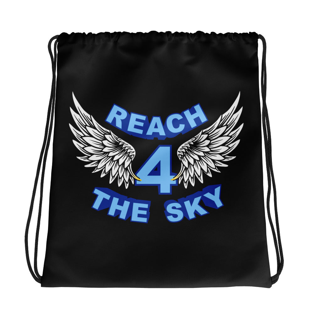 REACH FOR THE SKY - Drawstring bag - Black - Blue text