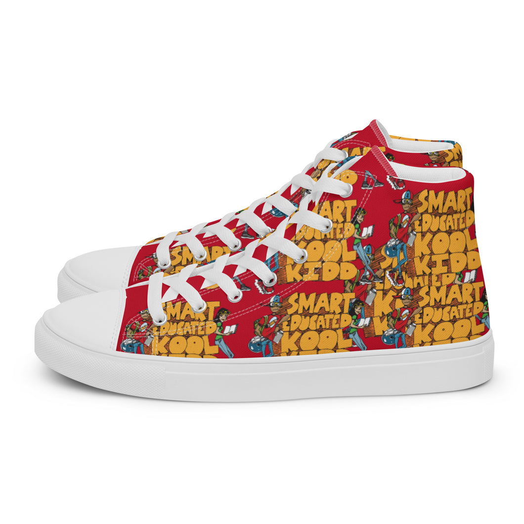 KOOL KIDD - Men’s high top -  all over print canvas shoes - Red