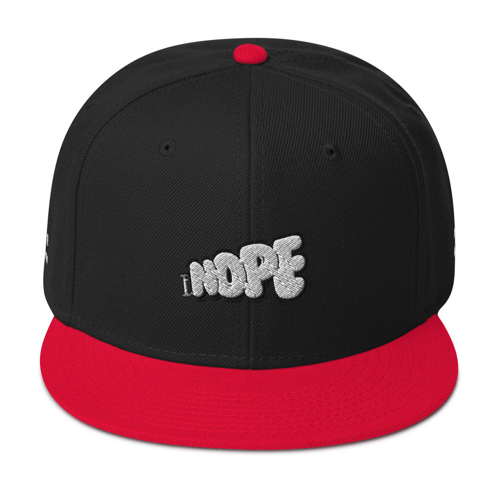 Mens Nope Snapback Hat-Black/Red&Black