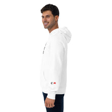 Load image into Gallery viewer, Observe - Unisex eco raglan hoodie - White, also comes in short sleeve tee
