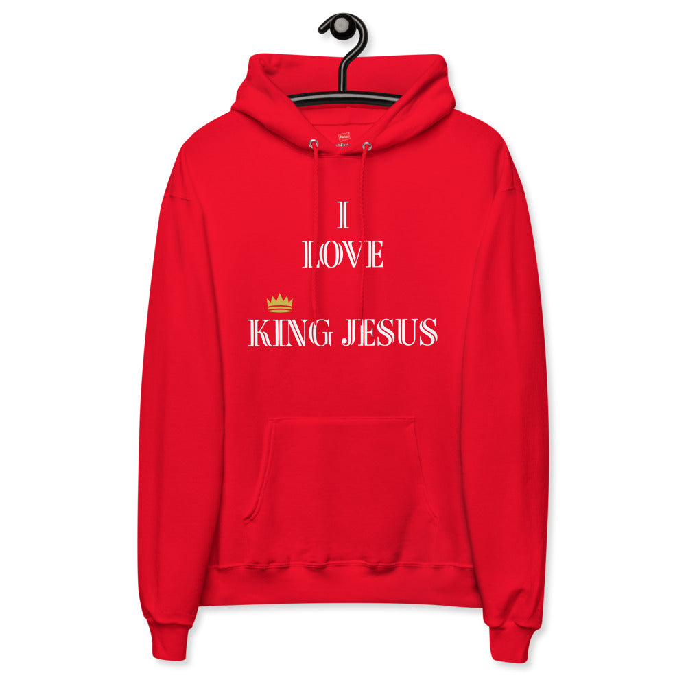 KING JESUS - Unisex fleece hoodie - Red/White Text