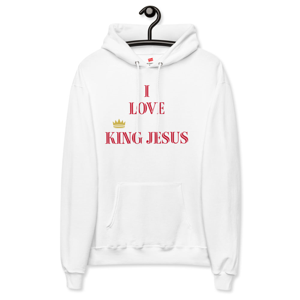 KING JESUS - Unisex fleece hoodie - White/Red Text
