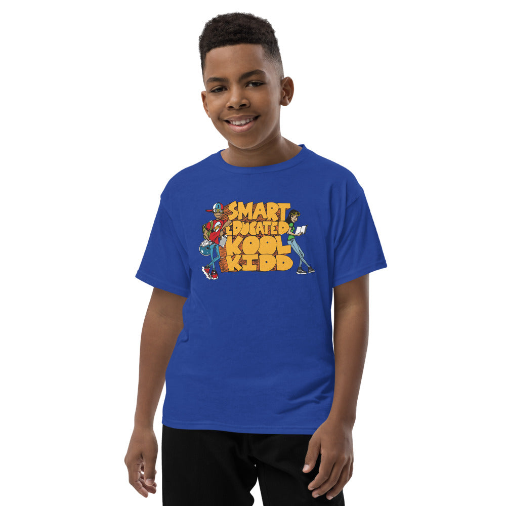 Smart Educated Kool Kidd Youth Short Sleeve T-Shirt-Royal Blue